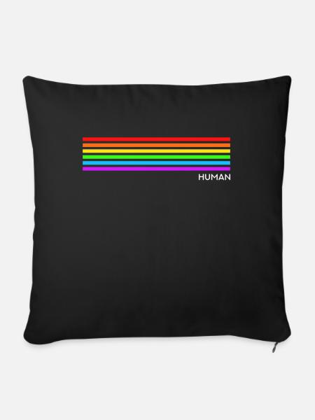 Human - Regenbogen LGBT CSD - Sofakissenbezug 45 x 45 cm - Schwarz