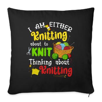 Tricoter pour tricoter Penser au tricot - Housse de coussin décorative 45 x 45 cm - noir - Devant