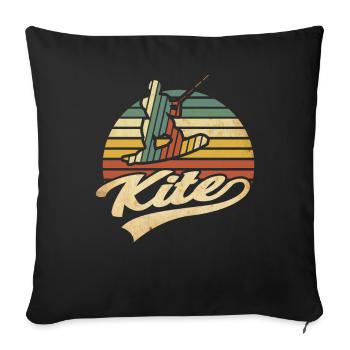 Vintage Kitesurfing Design - Housse de coussin décorative 45 x 45 cm - noir - Devant