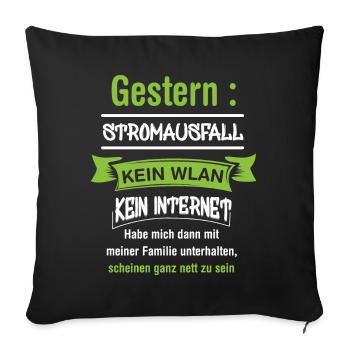 Computerfreak mit Stromausfall - Sofakissenbezug 45 x 45 cm - Schwarz - Vorne