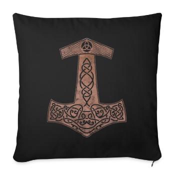 Hammer from Thor Mjölnir copper Viking gift - Sofa pillowcase 17,3'' x 17,3'' (45 x 45 cm) - black - Front