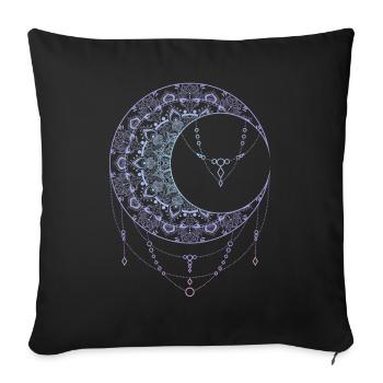 Spiritual Moon Mandala Indian Vivid Colors - Sofa pillowcase 17,3'' x 17,3'' (45 x 45 cm) - black - Front