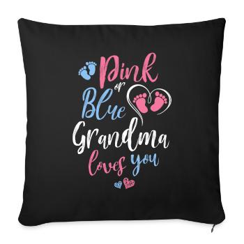 Rose ou bleu Grand-mère vous aime cadeau de douche de bébé - Housse de coussin décorative 45 x 45 cm - noir - Devant