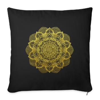 Golden Mandala Yoga Flower of Life Design - Sofa pillowcase 17,3'' x 17,3'' (45 x 45 cm) - black - Front