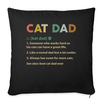 Papa chat vintage T-Shirt définition papa chat - Housse de coussin décorative 45 x 45 cm - noir - Devant