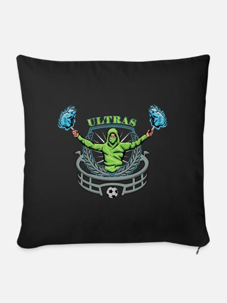 Fußball Ultras Fans - Sofakissenbezug 45 x 45 cm - Schwarz