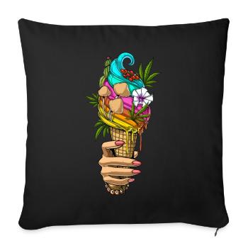 Crème glacée psychédélique - Housse de coussin décorative 45 x 45 cm - noir - Devant