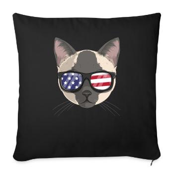 Patriotic Tonkinese Cat Kitty Merica American Flag - Sofa pillowcase 17,3'' x 17,3'' (45 x 45 cm) - black - Front