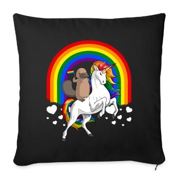 LGBT Platypus Riding Unicorn Gay Pride Rainbow - Housse de coussin décorative 45 x 45 cm - noir - Devant