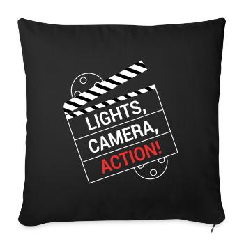 Caméra d’action de lumière - Housse de coussin décorative 45 x 45 cm - noir - Devant