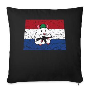 Hamster soldier Netherlands military rifle shooter - Sofa pillowcase 17,3'' x 17,3'' (45 x 45 cm) - black - Front