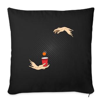 Michelangelo hands beerpong - Sofa pillowcase 17,3'' x 17,3'' (45 x 45 cm) - black - Front