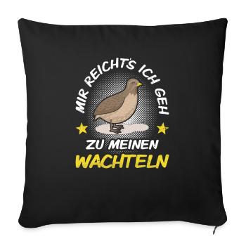 Wachtel Wachteln - Sofakissenbezug 45 x 45 cm - Schwarz - Vorne