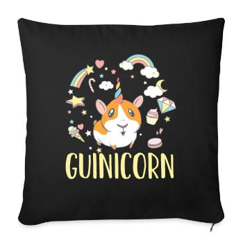 Licorne de cochon d'Inde - Housse de coussin décorative 45 x 45 cm - noir - Devant