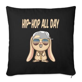 Cool Hase Kaninchen Hip Hop Rap Flex Urban Idee - Sofakissenbezug 45 x 45 cm - Schwarz - Vorne