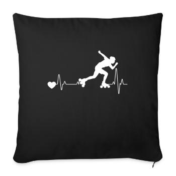 Cœur d'idée cadeau de patinage à roues alignées - Housse de coussin décorative 45 x 45 cm - noir - Devant