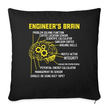 Engineer's Brain T-Shirt - Sofakissenbezug 45 x 45 cm - Schwarz - Vorne