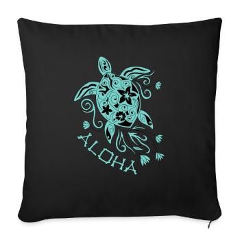 Beautiful mandala turtle with the saying Aloha - Sofa pillowcase 17,3'' x 17,3'' (45 x 45 cm) - black - Front