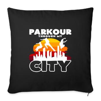 Parkour à travers mon style de rue urbain - Housse de coussin décorative 45 x 45 cm - noir - Devant