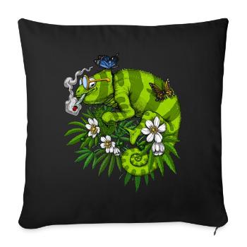 Chameleon Smoking Weed - Sofa pillowcase 17,3'' x 17,3'' (45 x 45 cm) - black - Front
