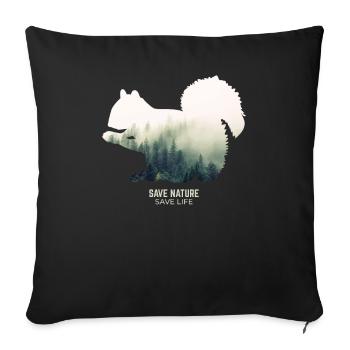 Écureuil dans la protection du climat de l'environnement forestier - Housse de coussin décorative 45 x 45 cm - noir - Devant
