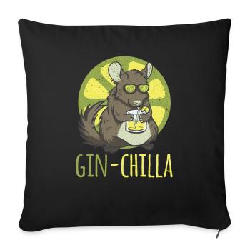 Ginchilla Longdrink lustiges Design Nagetier. - Sofakissenbezug 45 x 45 cm - Schwarz - Vorne
