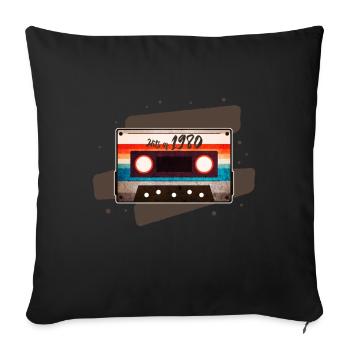 Cassette 1980 - Sofa pillowcase 17,3'' x 17,3'' (45 x 45 cm) - black - Front