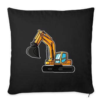 Excavator gift idea child excavator driver construction site - Sofa pillowcase 17,3'' x 17,3'' (45 x 45 cm) - black - Front