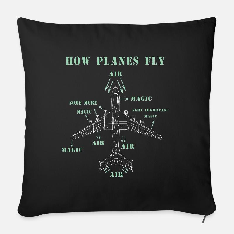Comment les avions volent - Housse de coussin décorative 45 x 45 cm - noir