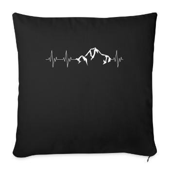 Heartbeat Montagnes Randonnée Escalade - Housse de coussin décorative 45 x 45 cm - noir - Devant