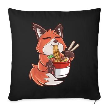 Ramen kawaii fox - Sofa pillowcase 17,3'' x 17,3'' (45 x 45 cm) - black - Front