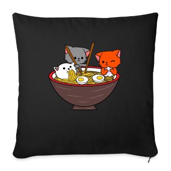 Ramen kawaii cat anime - Sofa pillowcase 17,3'' x 17,3'' (45 x 45 cm) - black - Front
