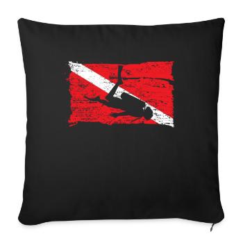 Scuba Diving Flag vintage Divers gift - Sofa pillowcase 17,3'' x 17,3'' (45 x 45 cm) - black - Front