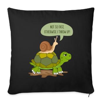 Escargot et tortue en cadeau - Housse de coussin décorative 45 x 45 cm - noir - Devant