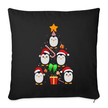 Penguin fir tree - Sofa pillowcase 17,3'' x 17,3'' (45 x 45 cm) - black - Front