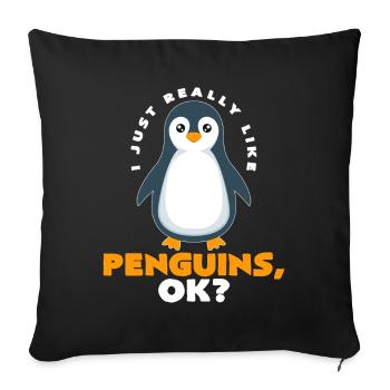 manchot empereur - Housse de coussin décorative 45 x 45 cm - noir - Devant