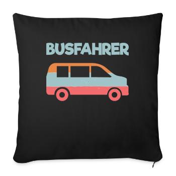 Van - Transporter - Vintage - Camper - Sofakissenbezug 45 x 45 cm - Schwarz - Vorne