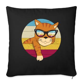 Vintage rothaar Katze Sonnenbrille Katzenliebhaber - Sofakissenbezug 45 x 45 cm - Schwarz - Vorne