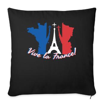 Vive La France Karte - Sofakissenbezug 45 x 45 cm - Schwarz - Vorne
