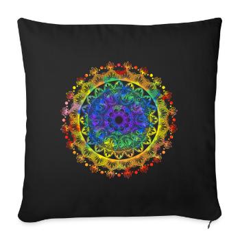 Vibrant mandala spiritual with bright colors - Sofa pillowcase 17,3'' x 17,3'' (45 x 45 cm) - black - Front