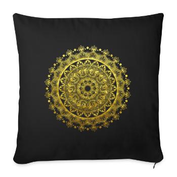 Mandala Yoga Design in Gold Indian Spiritual - Sofa pillowcase 17,3'' x 17,3'' (45 x 45 cm) - black - Front