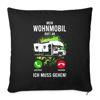 Wohnmobil Camping Camper Reise Urlaub Geschenk - Sofakissenbezug 45 x 45 cm - Schwarz - Vorne