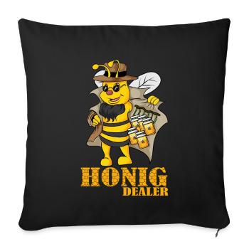 Abeille miel revendeur apiculteur rucher abeille - Housse de coussin décorative 45 x 45 cm - noir - Devant