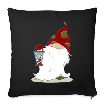 Christmas Nordic Elf Elves Dwarf Lantern - Sofa pillowcase 17,3'' x 17,3'' (45 x 45 cm) - black - Front