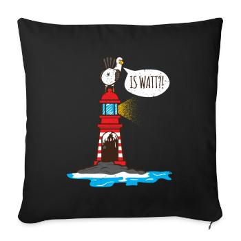 Möwe Leuchtturm is Watt an der Nordsee Küste - Sofakissenbezug 45 x 45 cm - Schwarz - Vorne