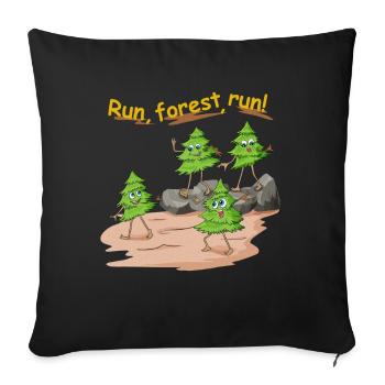 Forêt de sapins courir dans la forêt comme un jogger - Housse de coussin décorative 45 x 45 cm - noir - Devant