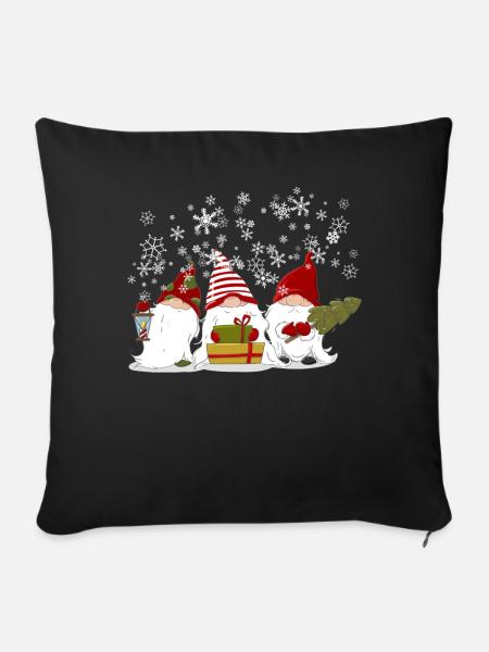 Nordische Weihnachten Gnome Elfen Wichtel Geschenk - Sofakissenbezug 45 x 45 cm - Schwarz