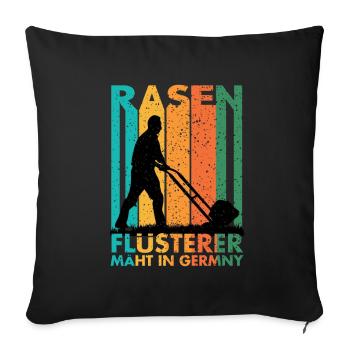 Rasenflüsterer macht Rasenpflege mäht in Germany - Sofakissenbezug 45 x 45 cm - Schwarz - Vorne