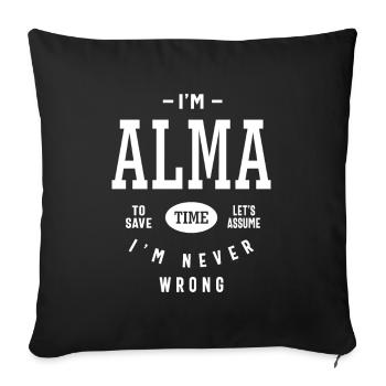 Alma Personalized Name Birthday Gift - Sofa pillowcase 17,3'' x 17,3'' (45 x 45 cm) - black - Front
