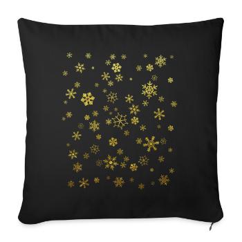Idée de cadeau de Noël or flocons de neige - Housse de coussin décorative 45 x 45 cm - noir - Devant